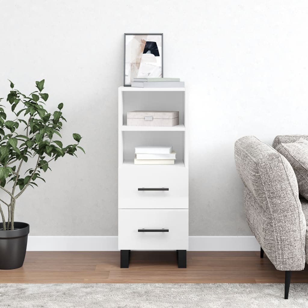 Sideboard High Gloss White 34.5x34x90 cm Engineered Wood - Merlin Deals
