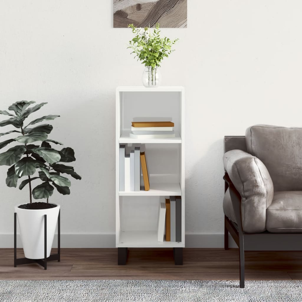 Sideboard High Gloss White 34.5x32.5x90 cm Engineered Wood - Merlin Deals