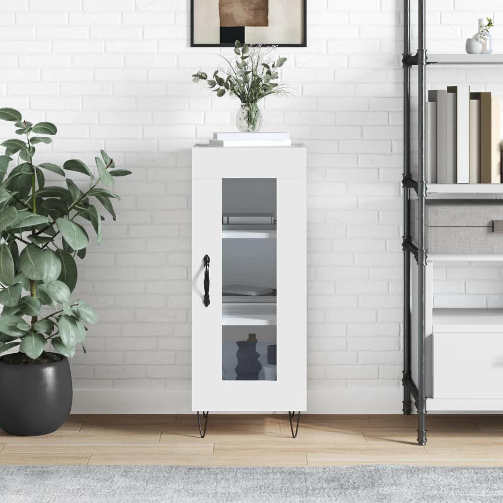 Sideboard High Gloss White 34.5x34x90 cm Engineered Wood - Tyrell & Tyrell