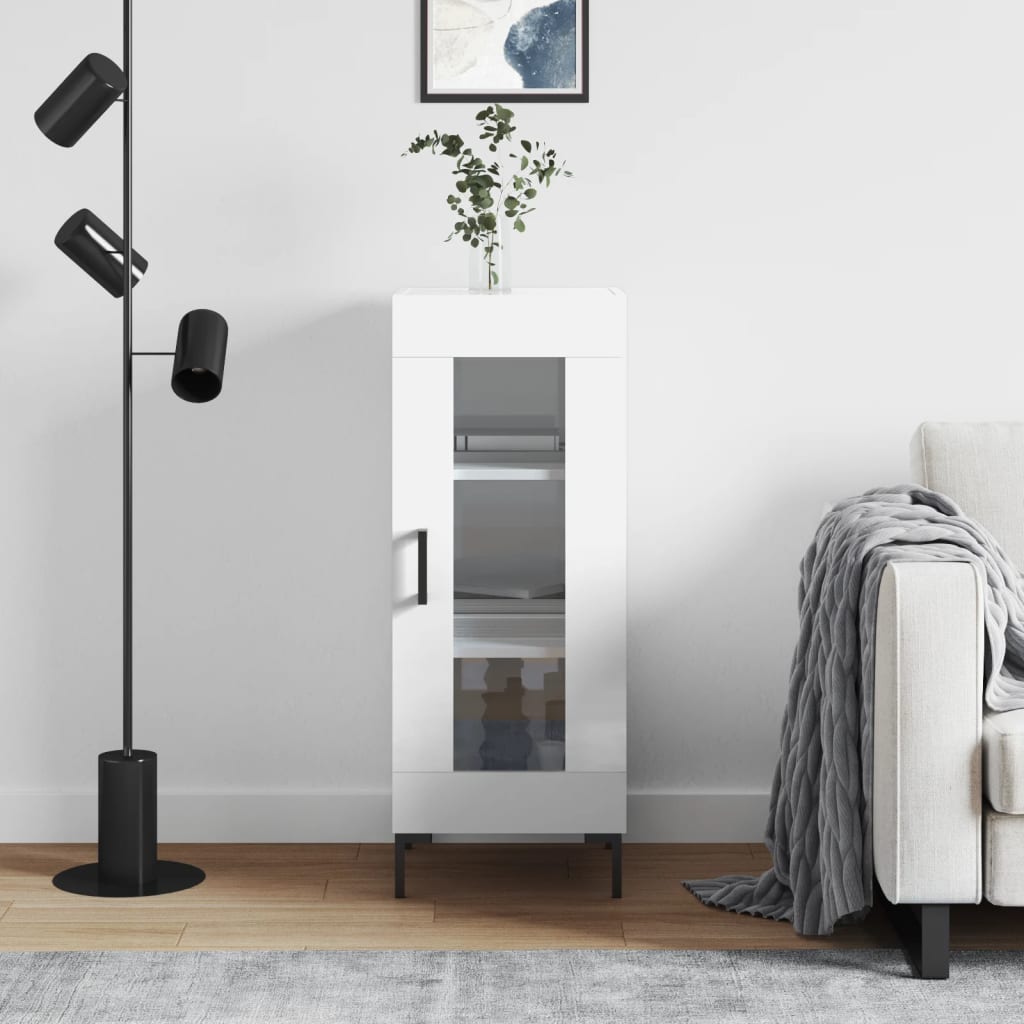 Sideboard High Gloss White 34.5x34x90 cm Engineered Wood - Unbeatable Bargains