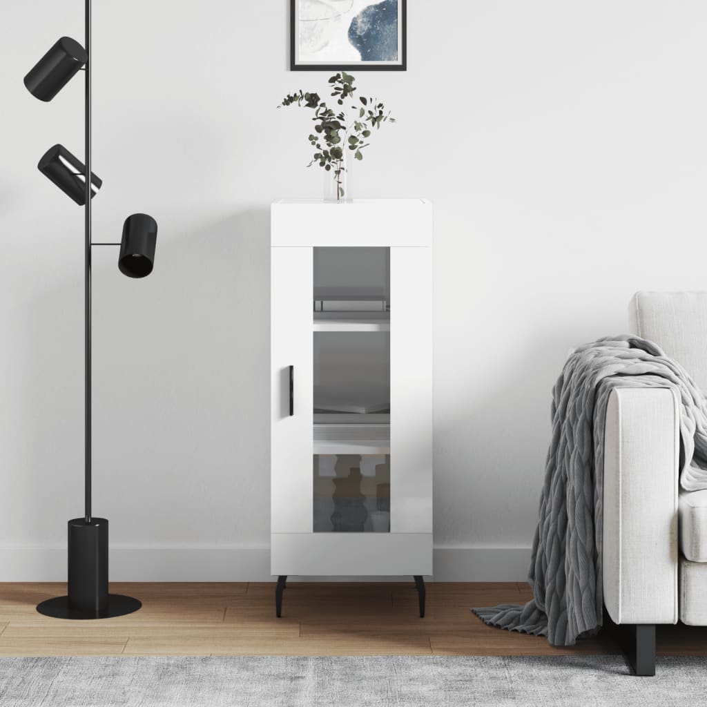Sideboard High Gloss White 34.5x34x90 cm Engineered Wood - Tyrell & Tyrell