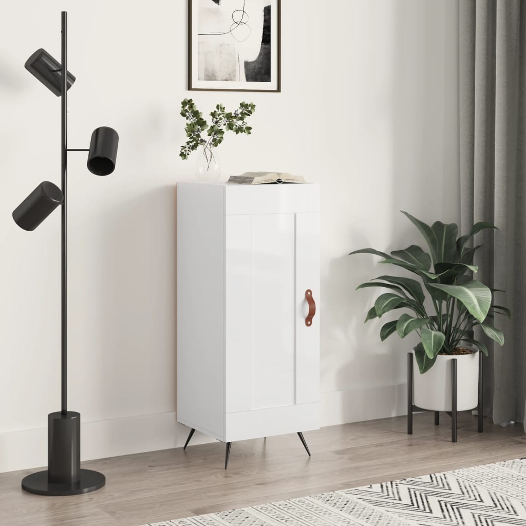 Sideboard High Gloss White 34.5x34x90 cm Engineered Wood - Casper Homes