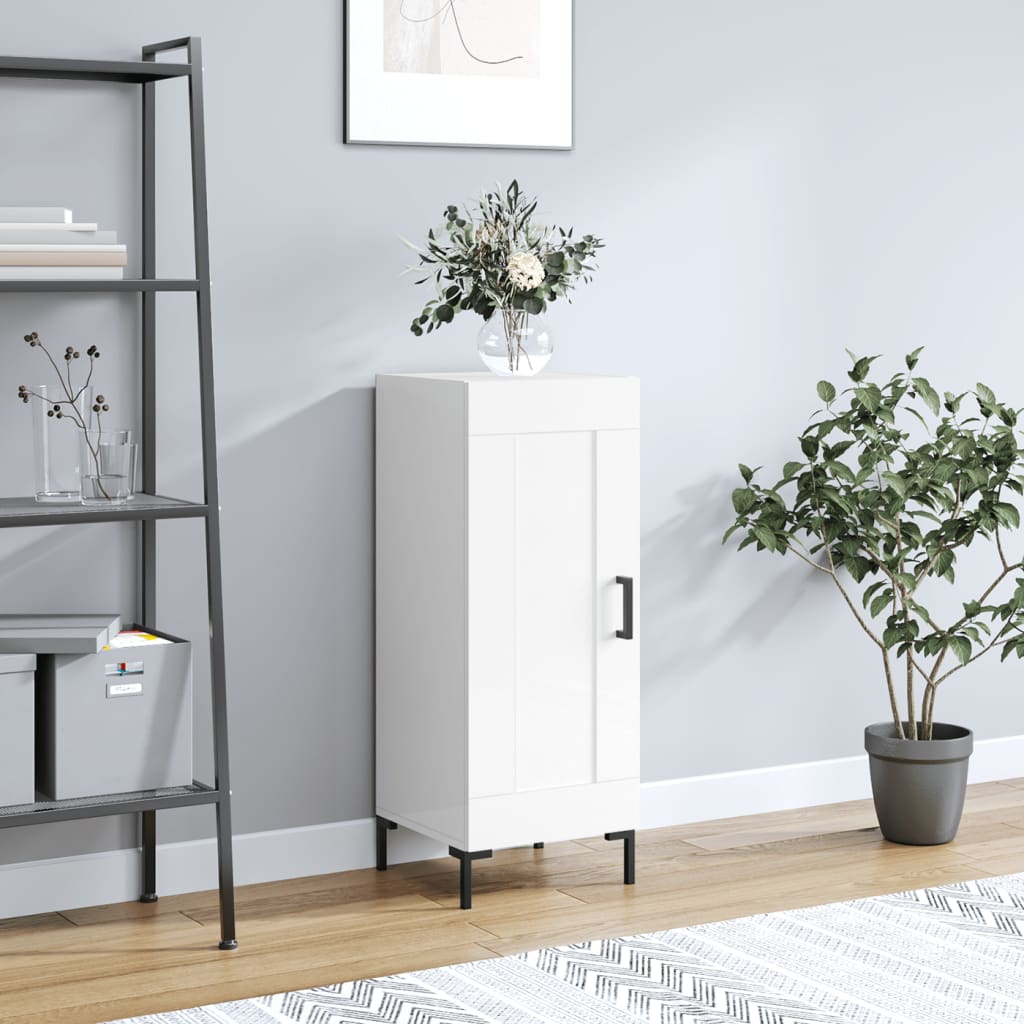 Sideboard High Gloss White 34.5x34x90 cm Engineered Wood - Unbeatable Bargains
