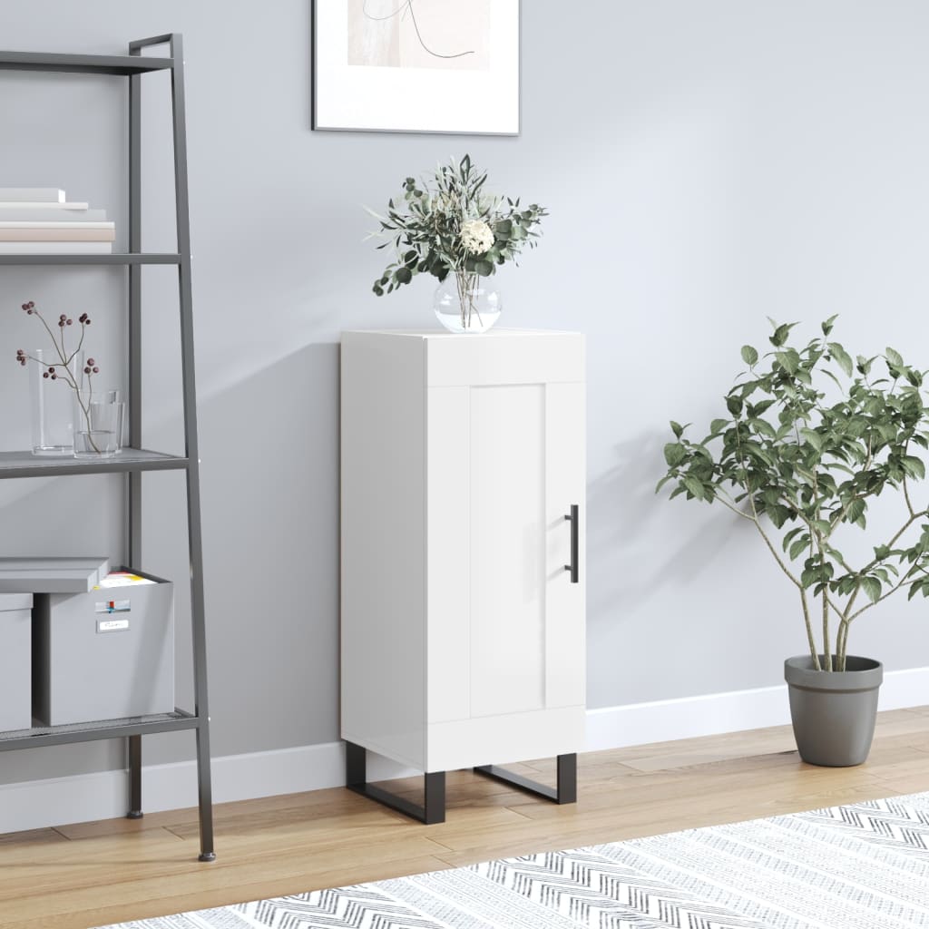 Sideboard High Gloss White 34.5x34x90 cm Engineered Wood - Tyrell & Tyrell