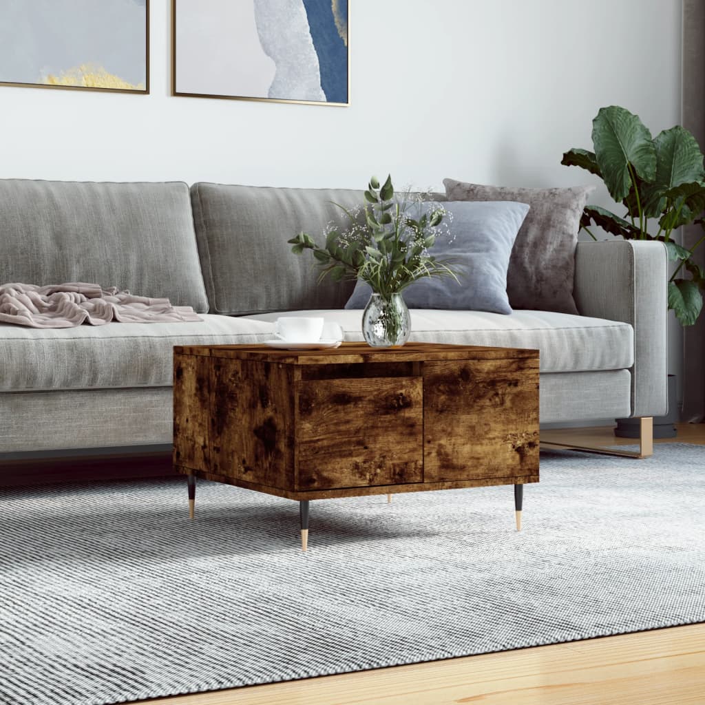 Coffee Table Smoked Oak 55x55x36.5 cm Engineered Wood - Direct Imports