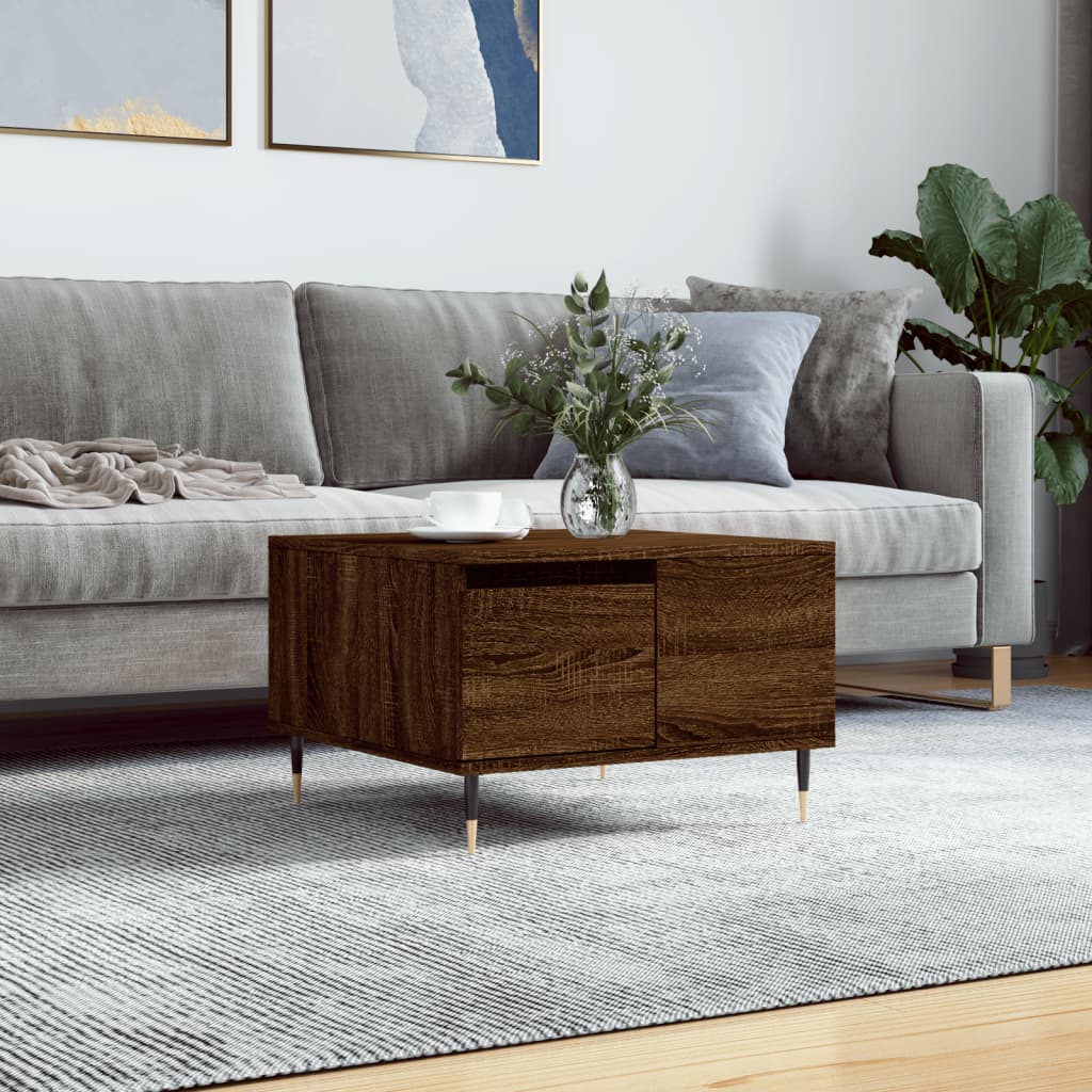 Coffee Table Brown Oak 55x55x36.5 cm Engineered Wood - Brittle & Co