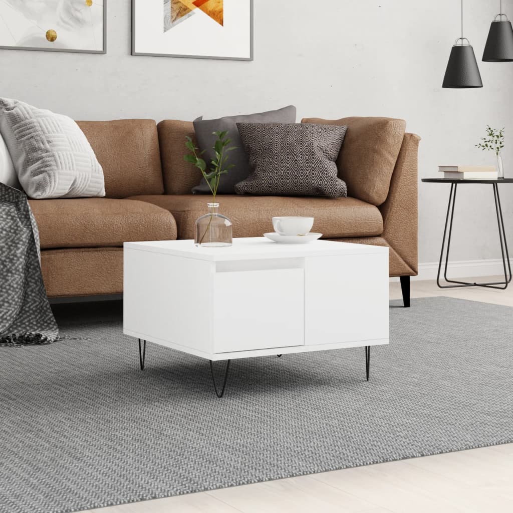 Coffee Table White 55x55x36.5 cm Engineered Wood - Sid & Sam