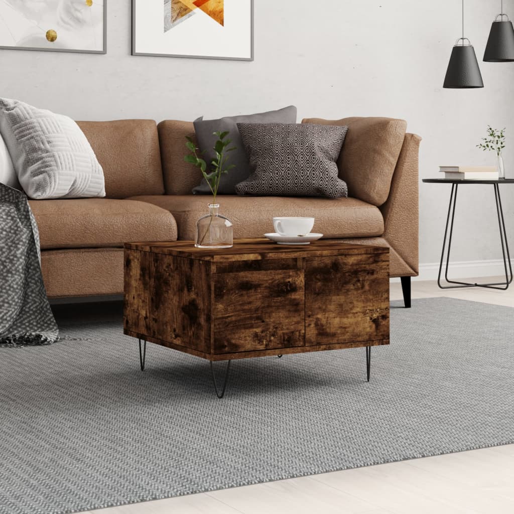 Coffee Table Smoked Oak 55x55x36.5 cm Engineered Wood - Merkel Designers