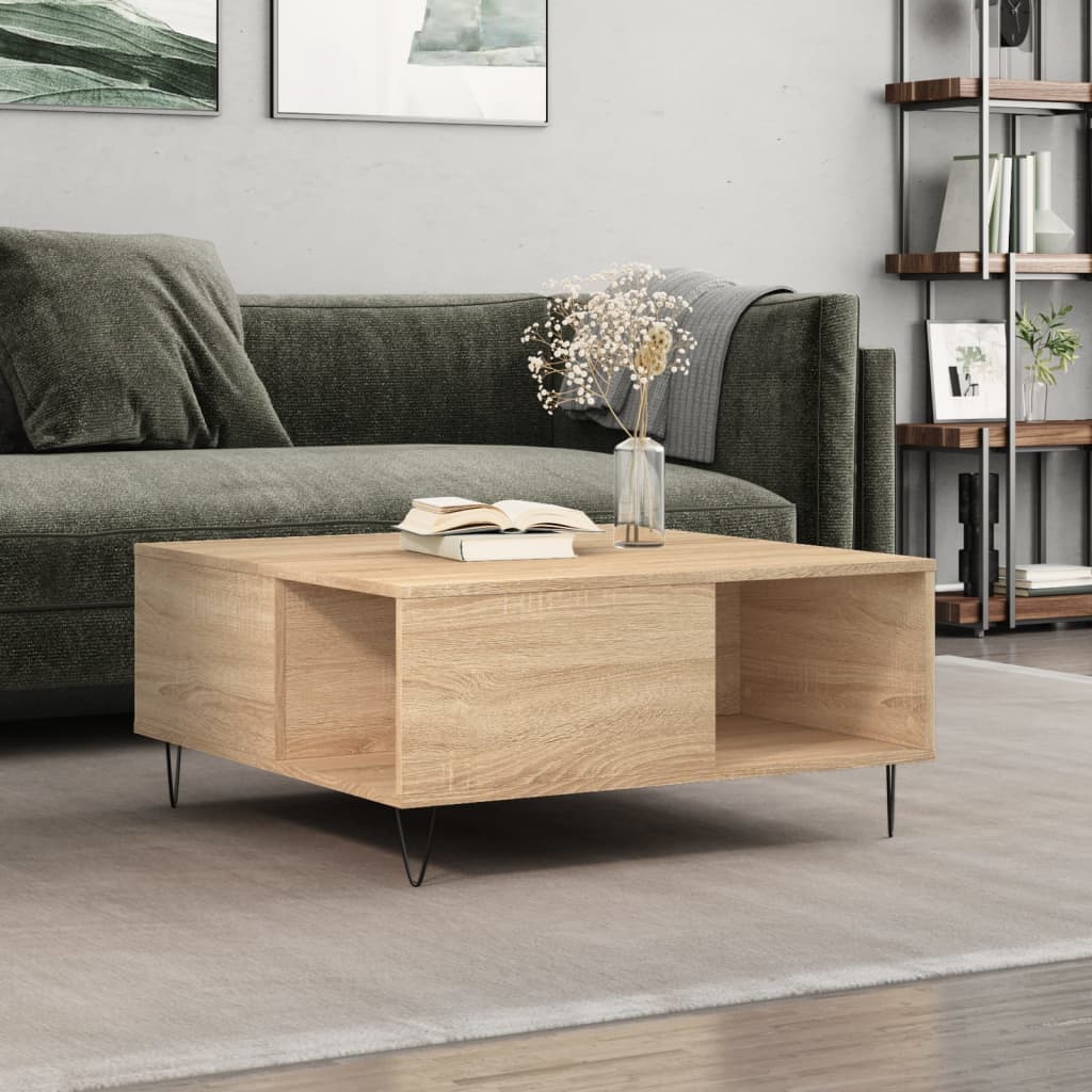 Coffee Table Sonoma Oak 80x80x36.5 cm Engineered Wood - Tyrell & Tyrell