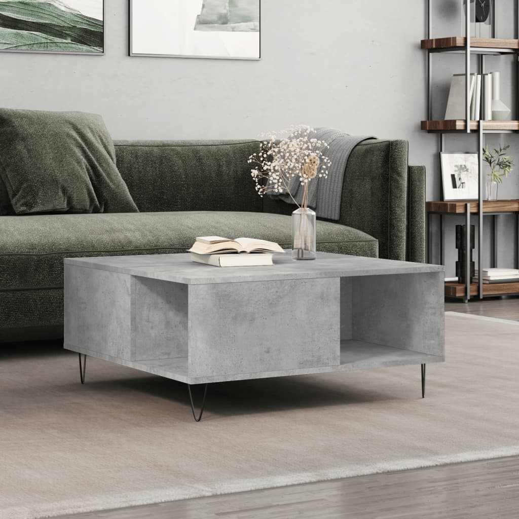 Coffee Table Concrete Grey 80x80x36.5 cm Engineered Wood - Casper Homes