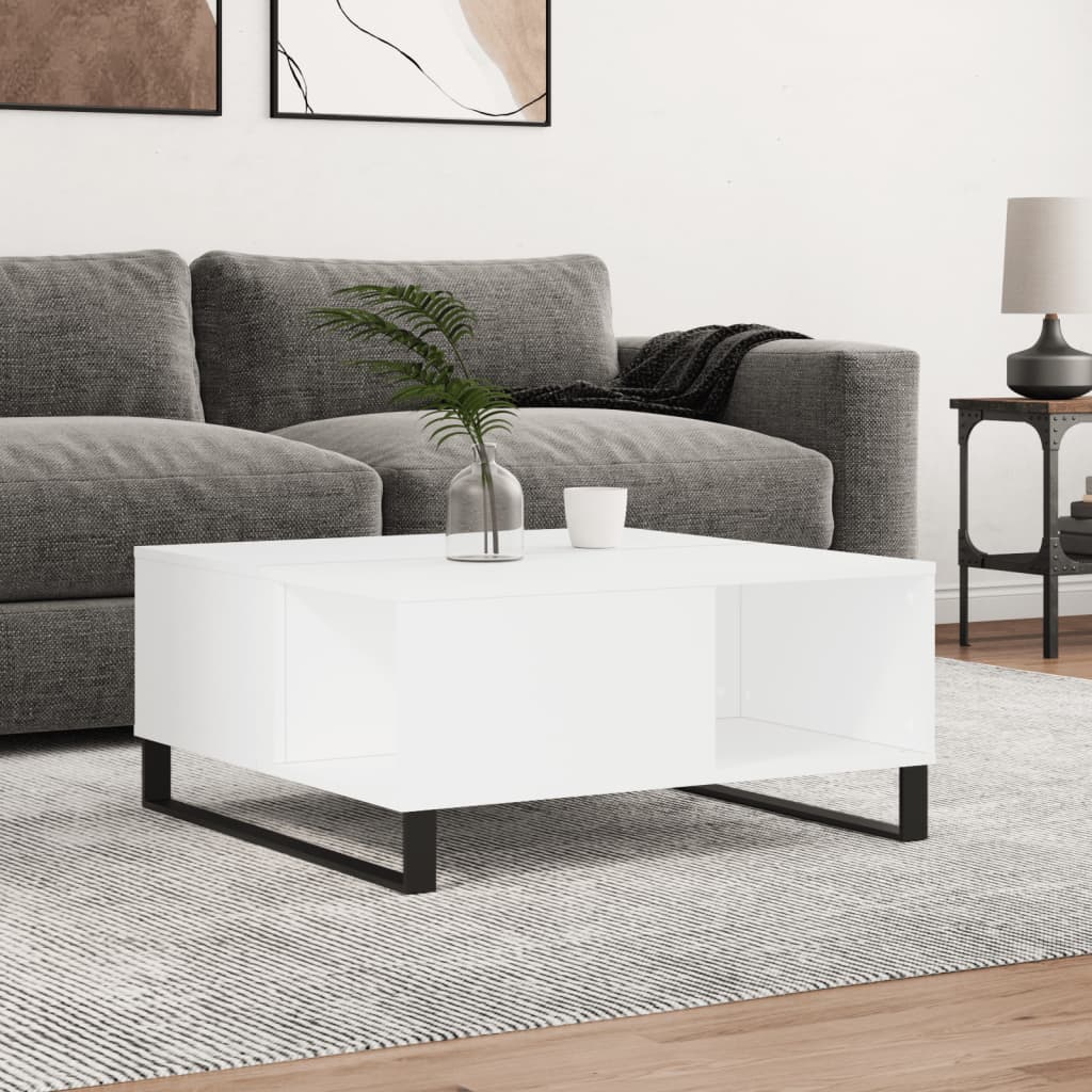 Coffee Table White 80x80x36.5 cm Engineered Wood - Merkel Designers