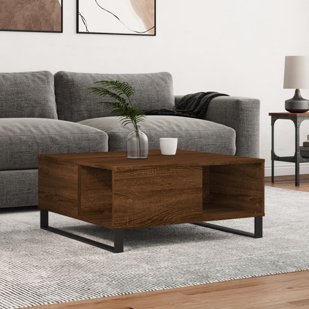 Coffee Table Brown Oak 80x80x36.5 cm Engineered Wood - Tyrell & Tyrell