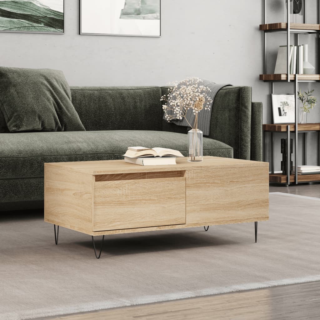 Coffee Table Sonoma Oak 90x50x36.5 cm Engineered Wood - Tyrell & Tyrell