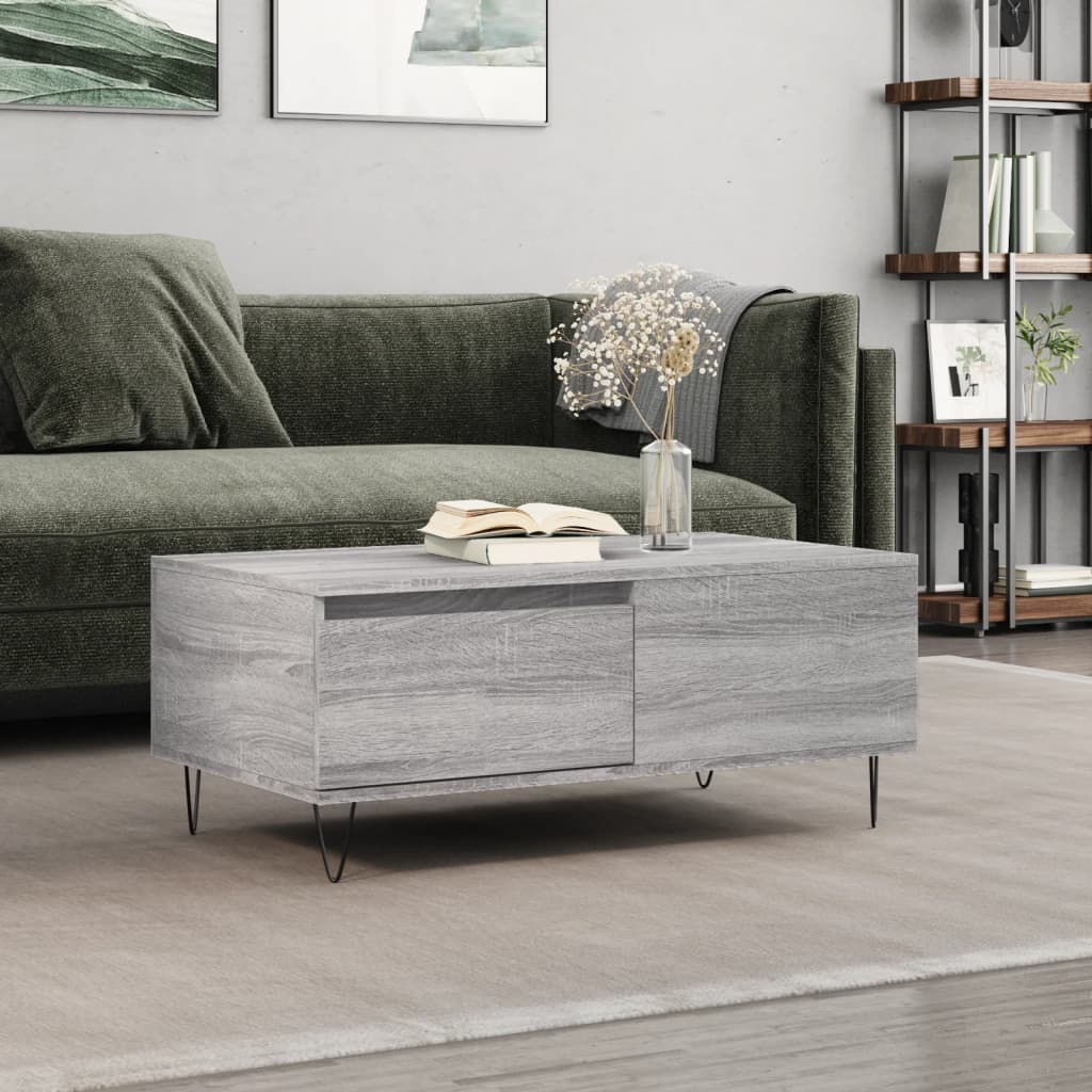 Coffee Table Grey Sonoma 90x50x36.5 cm Engineered Wood - Sid & Sam