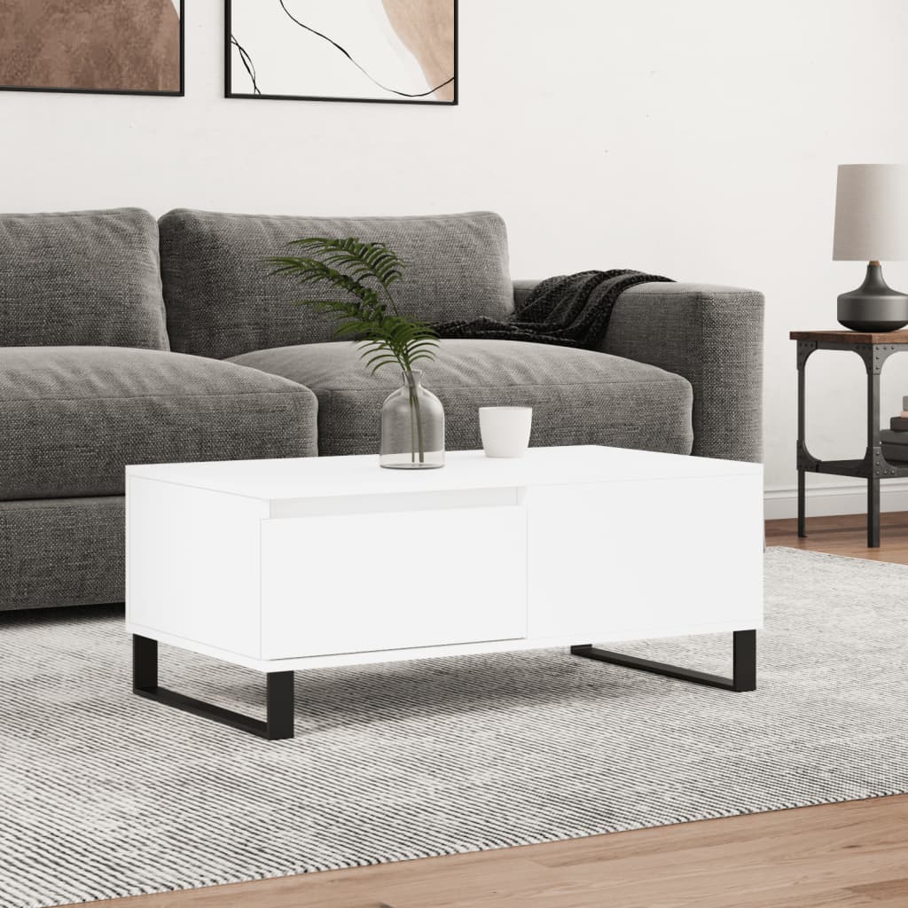 Coffee Table White 90x50x36.5 cm Engineered Wood - Sid & Sam