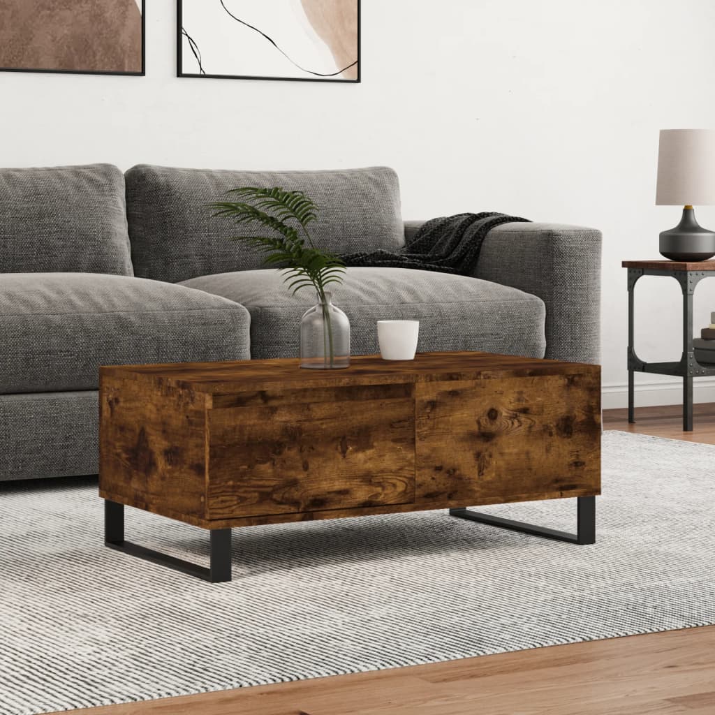 Coffee Table Smoked Oak 90x50x36.5 cm Engineered Wood - Direct Imports