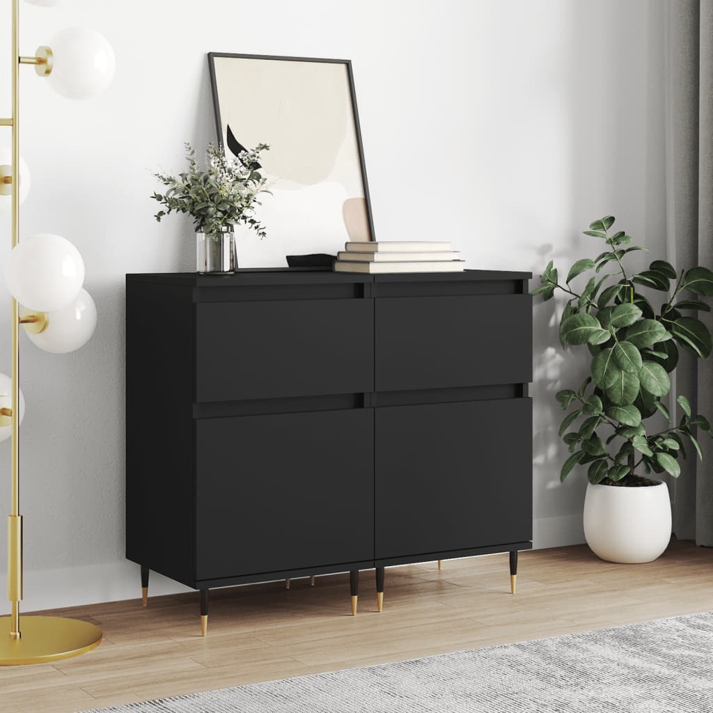 Sideboards 2 pcs Black 40x35x70 cm Engineered Wood - Millennium Furniture