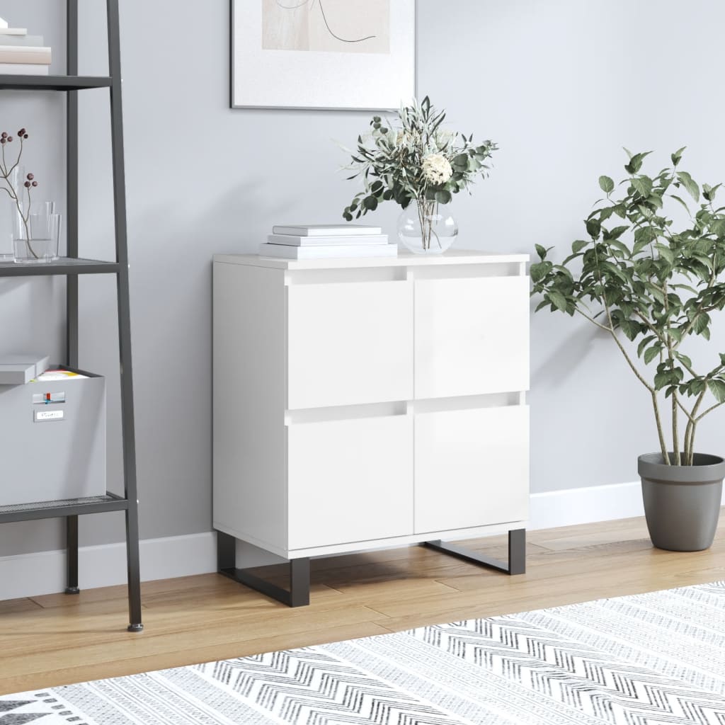 Sideboard High Gloss White 60x35x70 cm Engineered Wood - Merlin Deals