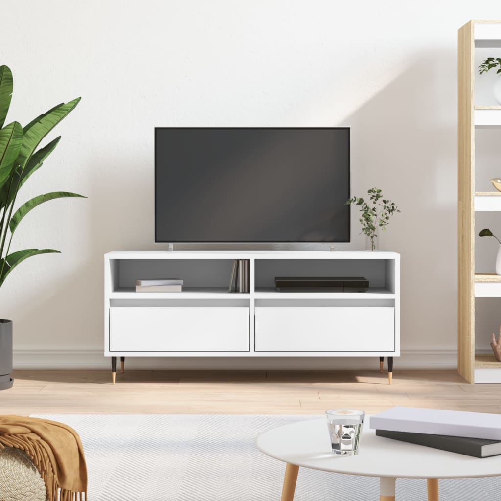 TV Cabinet White 100x34.5x44.5 cm Engineered Wood - Tyrell & Tyrell