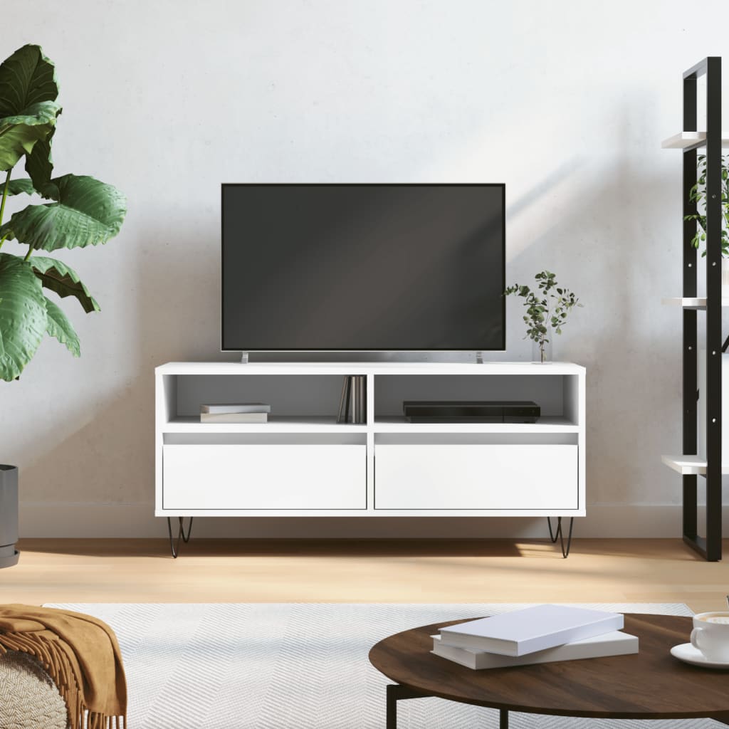 TV Cabinet White 100x34.5x44.5 cm Engineered Wood - Sid & Sam