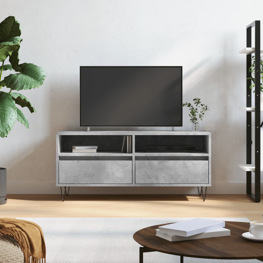 TV Cabinet Concrete Grey 100x34.5x44.5 cm Engineered Wood - Tyrell & Tyrell