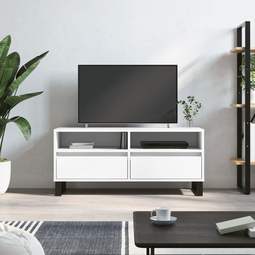 TV Cabinet White 100x34.5x44.5 cm Engineered Wood - Direct Imports
