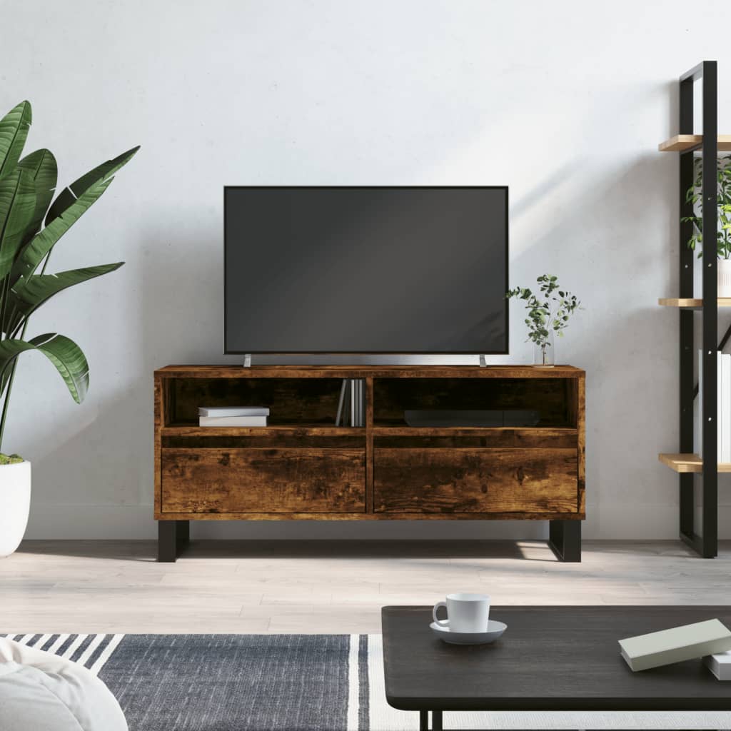 TV Cabinet Smoked Oak 100x34.5x44.5 cm Engineered Wood - Tyrell & Tyrell