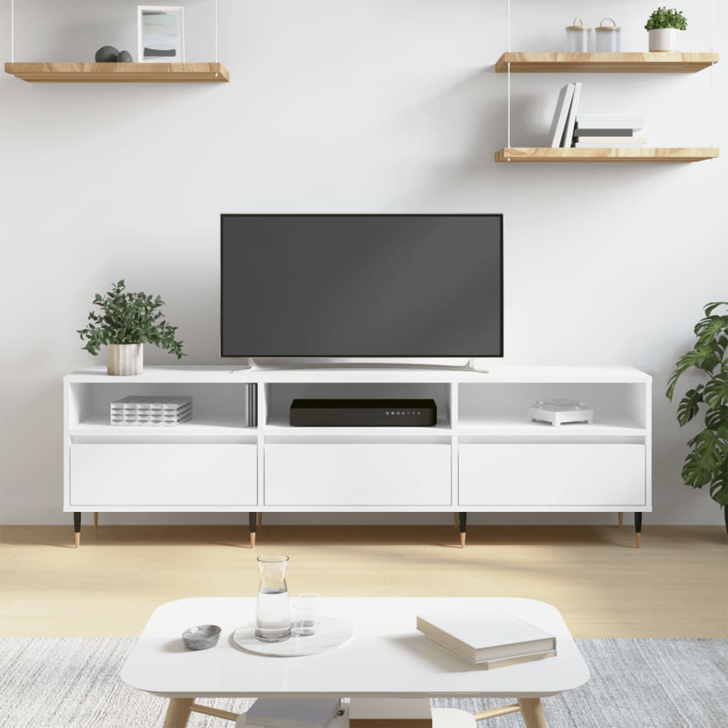 TV Cabinet White 150x30x44.5 cm Engineered Wood - Sid & Sam