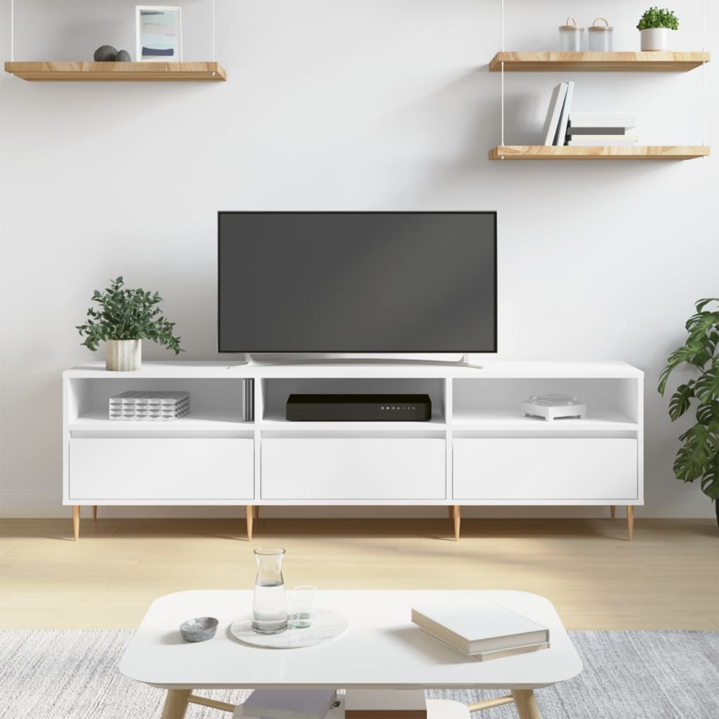 TV Cabinet White 150x30x44.5 cm Engineered Wood - Brittle & Co