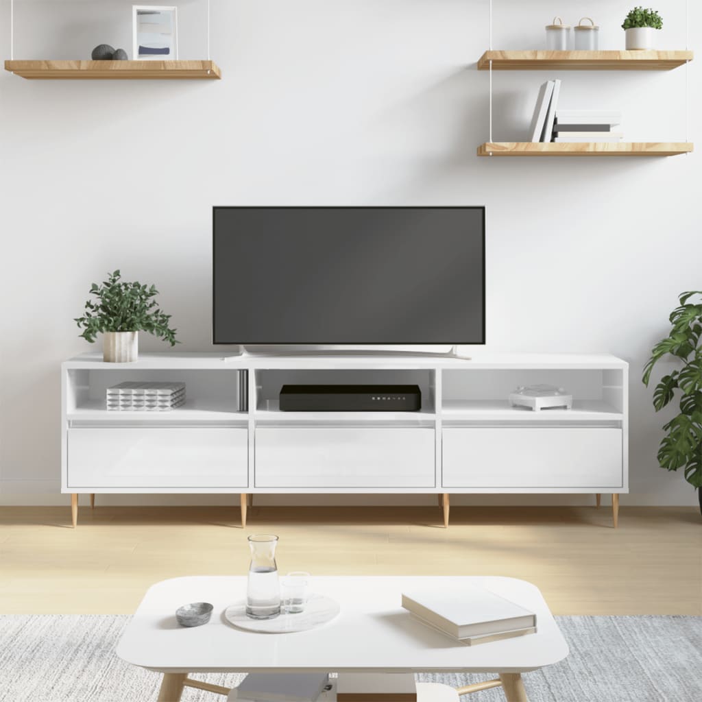 TV Cabinet High Gloss White 150x30x44.5 cm Engineered Wood - Style and Chic