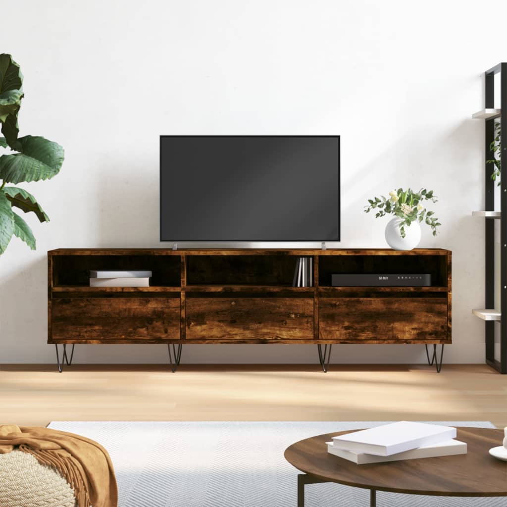 TV Cabinet Smoked Oak 150x30x44.5 cm Engineered Wood - Merkel Designers
