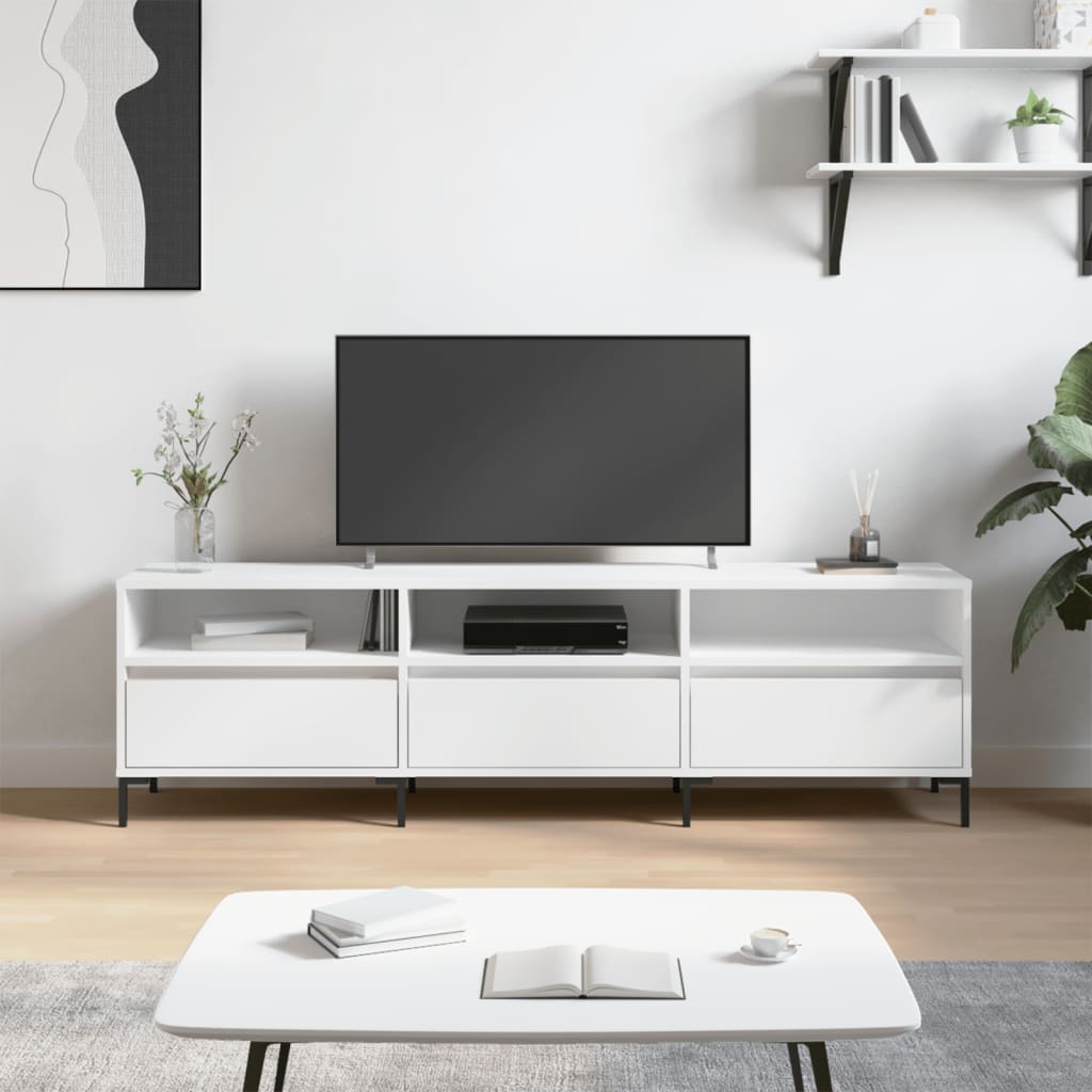 TV Cabinet White 150x30x44.5 cm Engineered Wood - Direct Imports