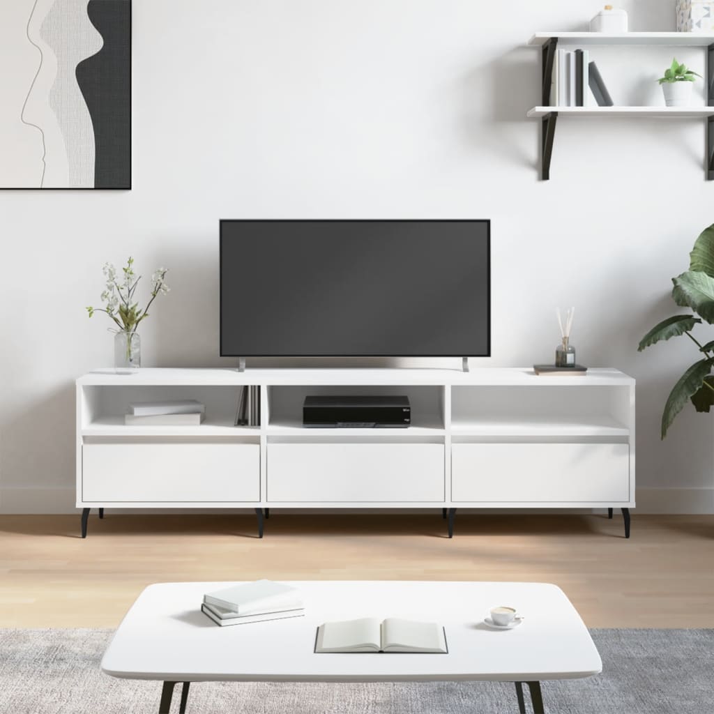 TV Cabinet White 150x30x44.5 cm Engineered Wood - Direct Imports