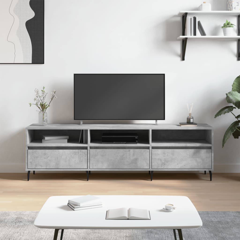 TV Cabinet Concrete Grey 150x30x44.5 cm Engineered Wood - The Home Maker