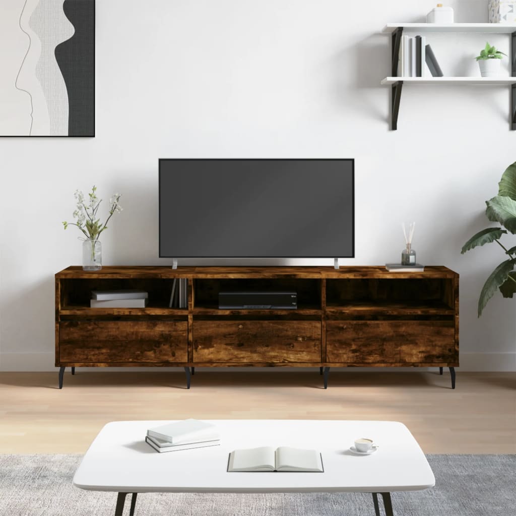 TV Cabinet Smoked Oak 150x30x44.5 cm Engineered Wood - Sid & Sam