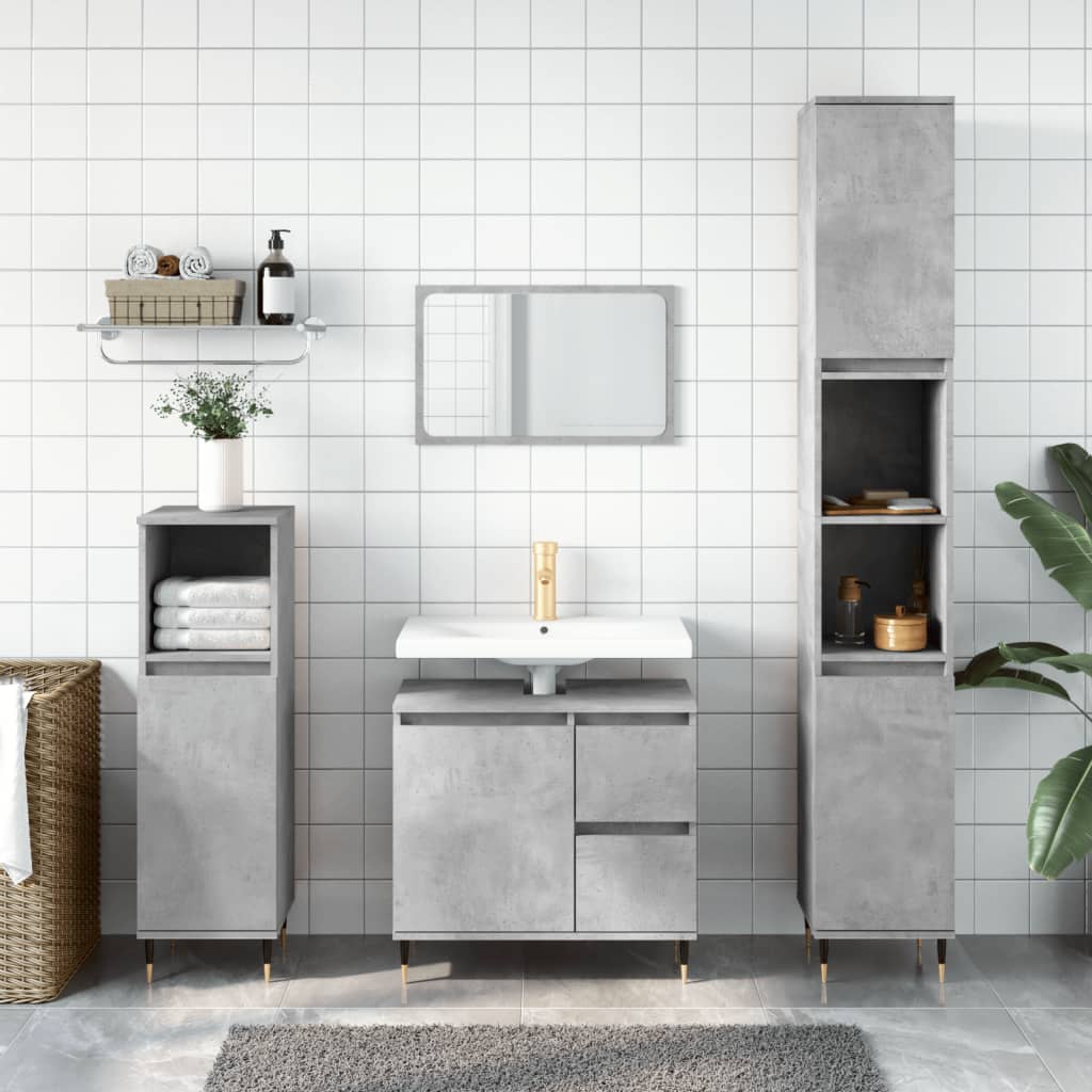 Bathroom Cabinet Concrete Grey 30x30x190 cm Engineered Wood - Style and Chic