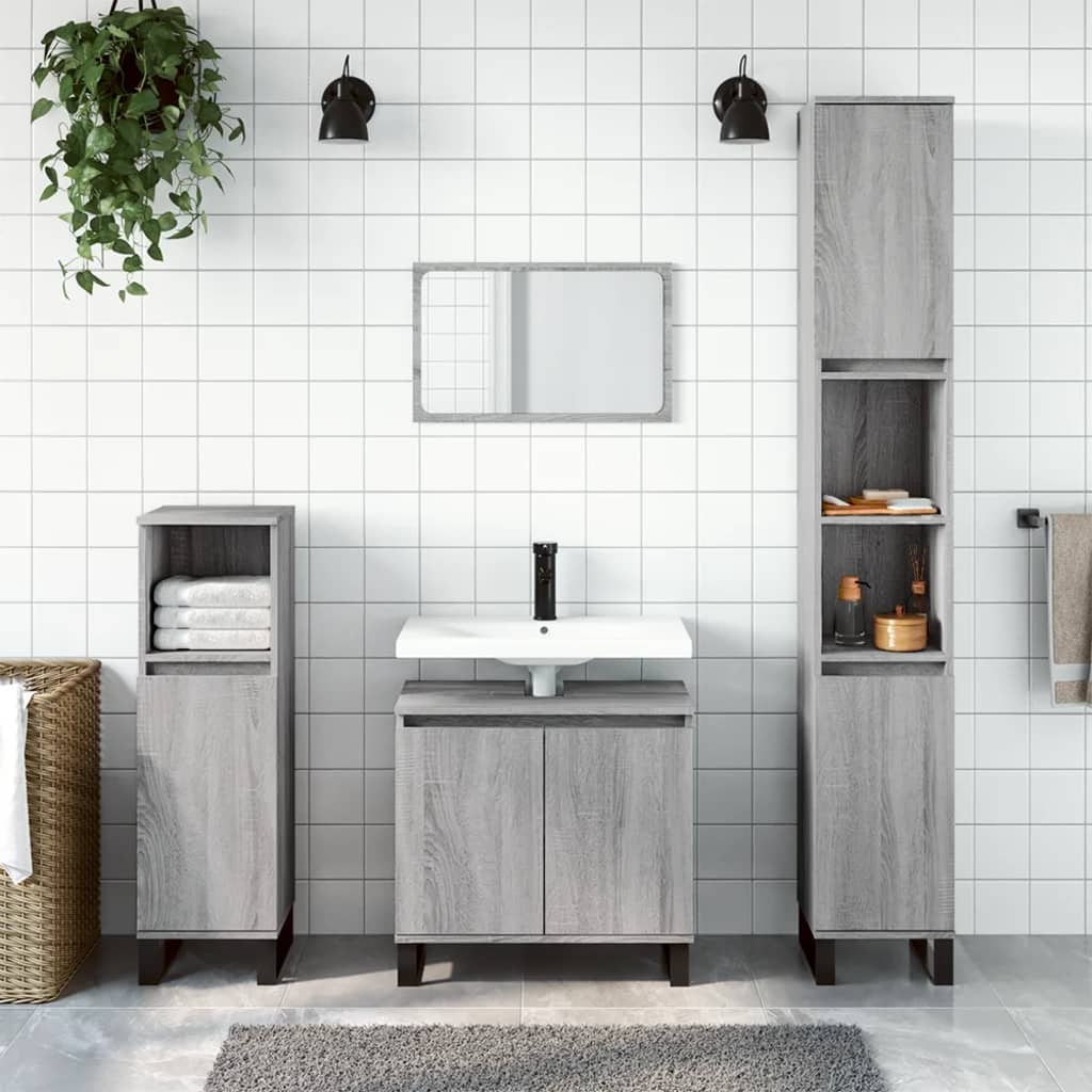 Bathroom Cabinet Grey Sonoma 30x30x190 cm Engineered Wood - The Home Maker