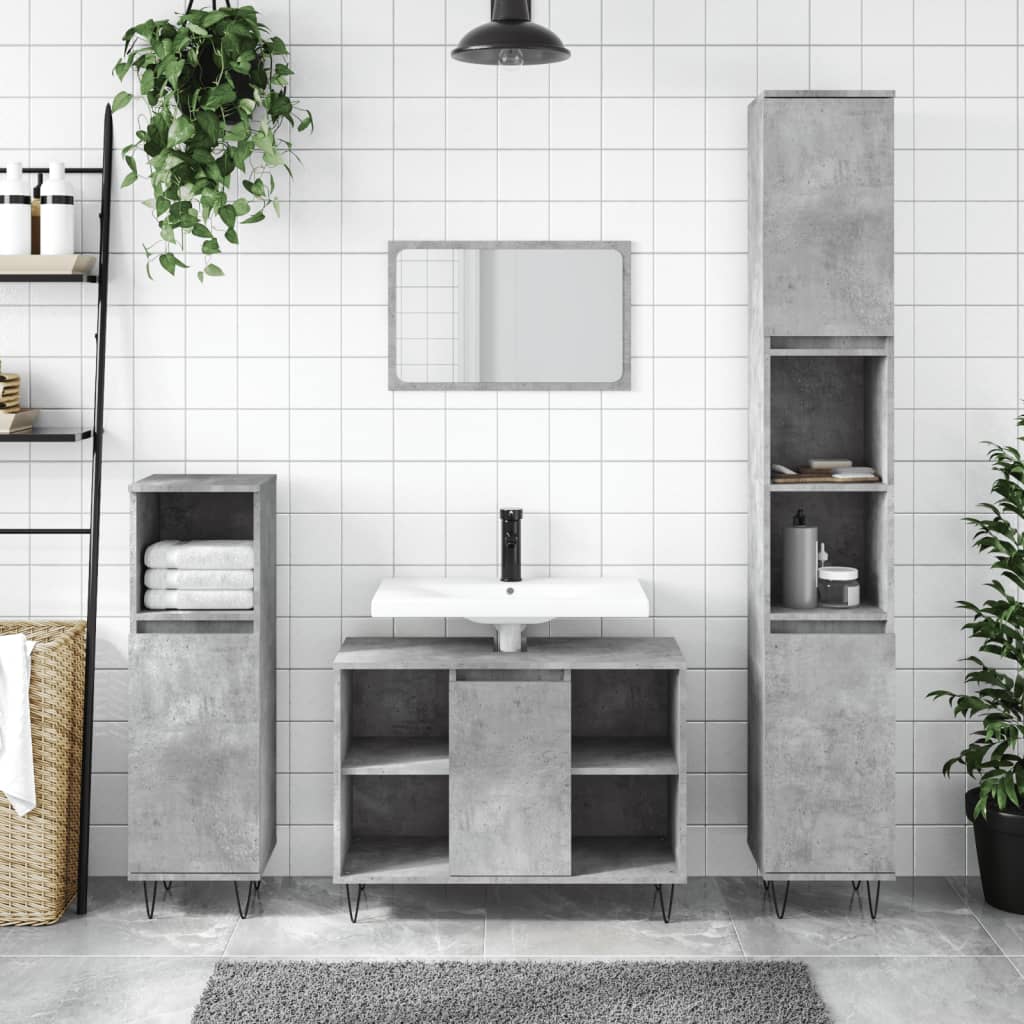 Bathroom Cabinet Concrete Grey 30x30x100 cm Engineered Wood - Sid & Sam