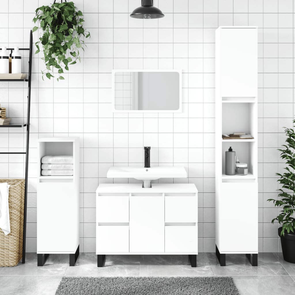 Bathroom Cabinet White 30x30x100 cm Engineered Wood - Unbeatable Bargains