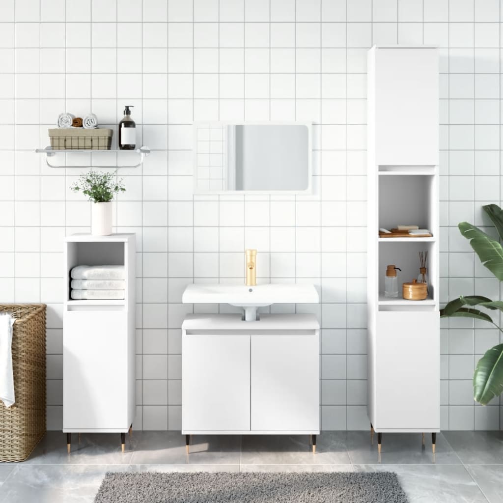 Bathroom Cabinet White 58x33x60 cm Engineered Wood - Merkel Designers