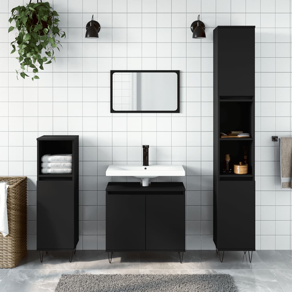 Bathroom Cabinet Black 58x33x60 cm Engineered Wood - Style and Chic