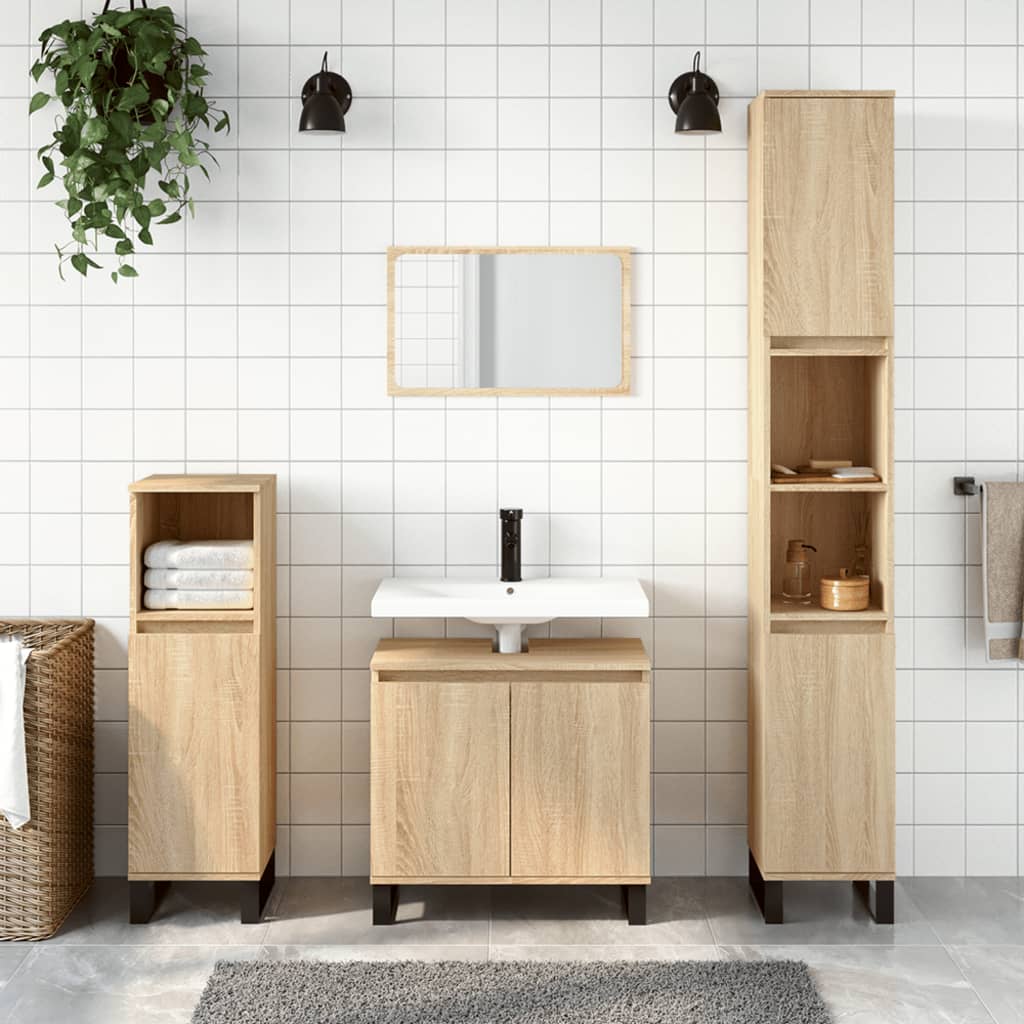 Bathroom Cabinet Sonoma Oak 58x33x60 cm Engineered Wood - Merlin Deals