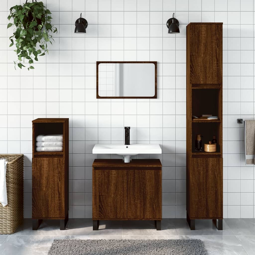Bathroom Cabinet Brown Oak 58x33x60 cm Engineered Wood - Style and Chic