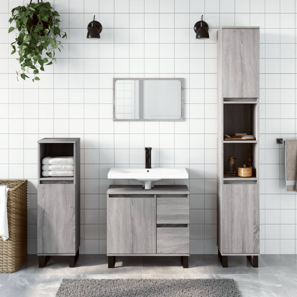 Bathroom Cabinet Grey Sonoma 65x33x60 cm Engineered Wood - Style and Chic