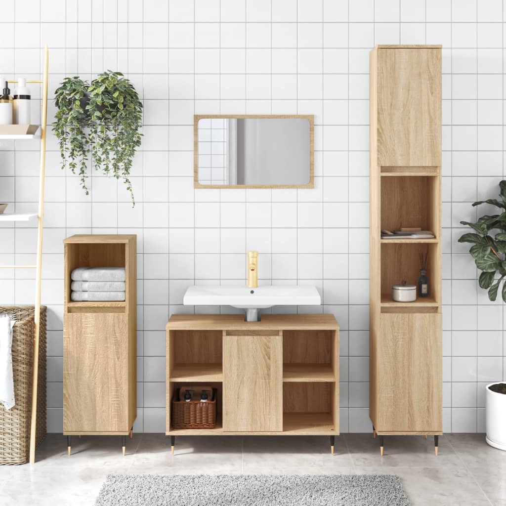 Bathroom Cabinet Sonoma Oak 80x33x60 cm Engineered Wood - The Home Maker