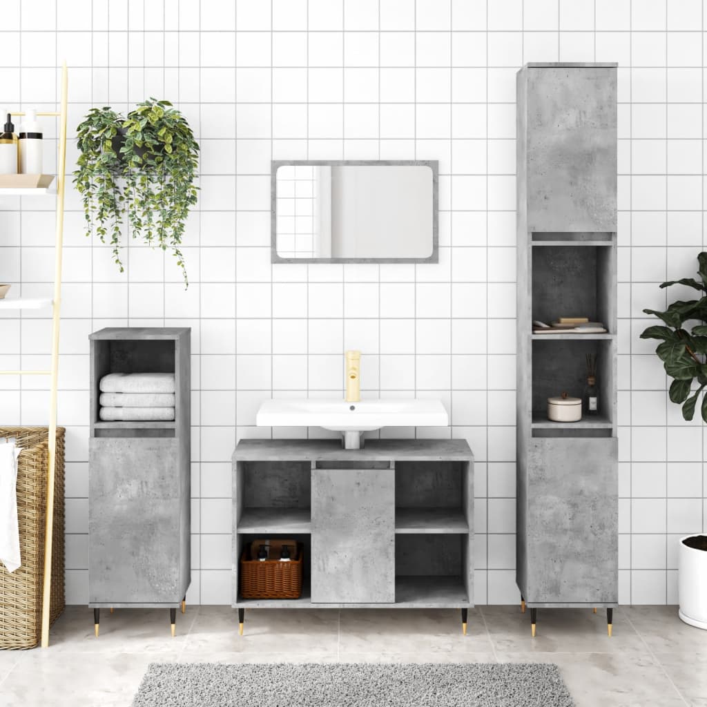 Bathroom Cabinet Concrete Grey 80x33x60 cm Engineered Wood - Style and Chic