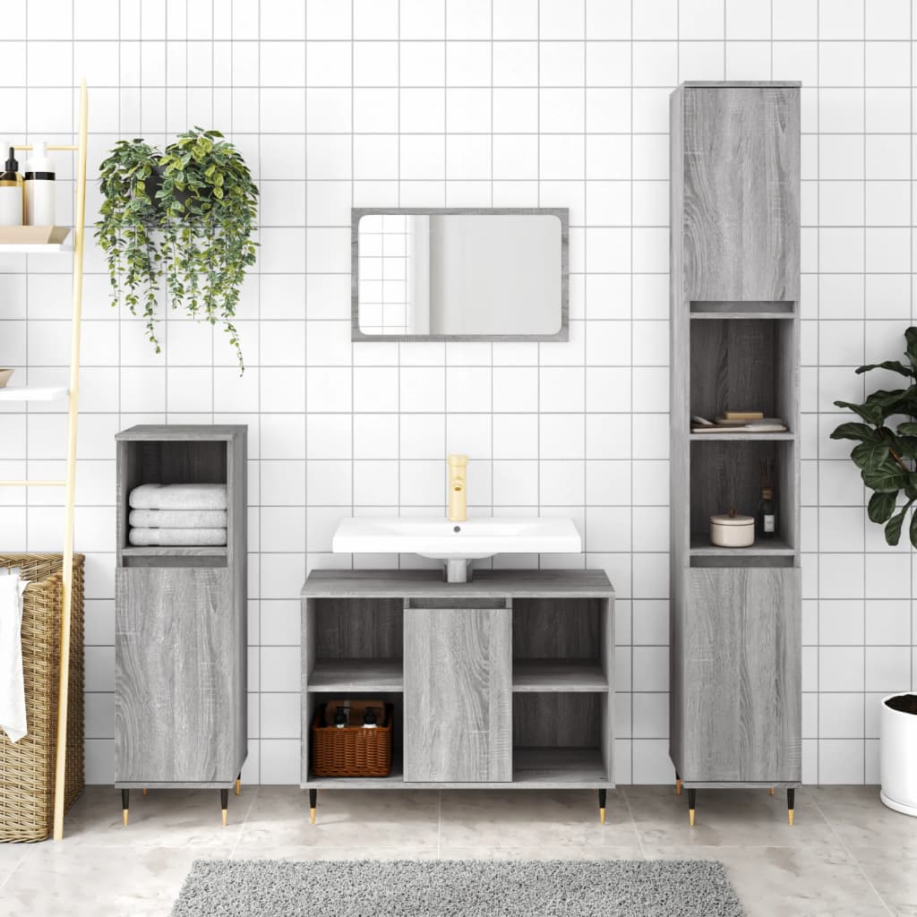 Bathroom Cabinet Grey Sonoma 80x33x60 cm Engineered Wood - Style and Chic