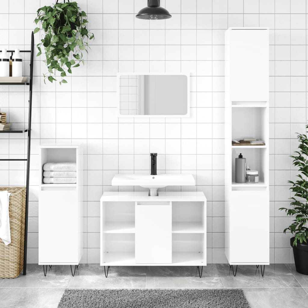 Bathroom Cabinet High Gloss White 80x33x60 cm Engineered Wood - Style and Chic