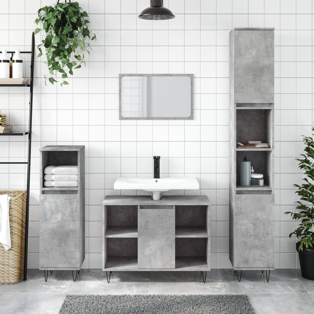 Bathroom Cabinet Concrete Grey 80x33x60 cm Engineered Wood - Style and Chic