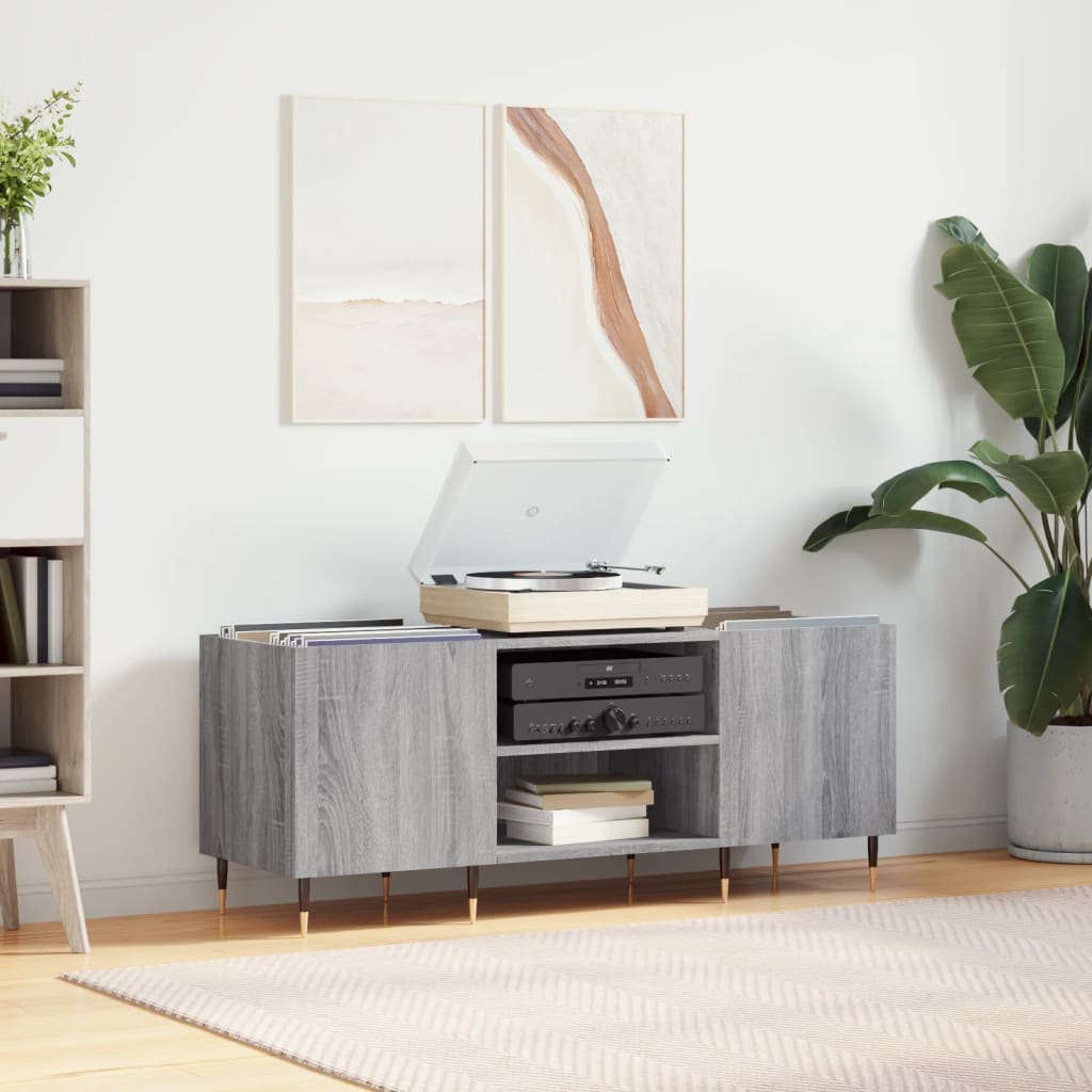 Record Cabinet Grey Sonoma 121x38x48 cm Engineered Wood - Unbeatable Bargains